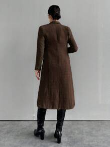SHEIN Cottnline Women Regular Fit Solid Color Minimalist Casual Jacket, Daily Wear - Brown - View 2