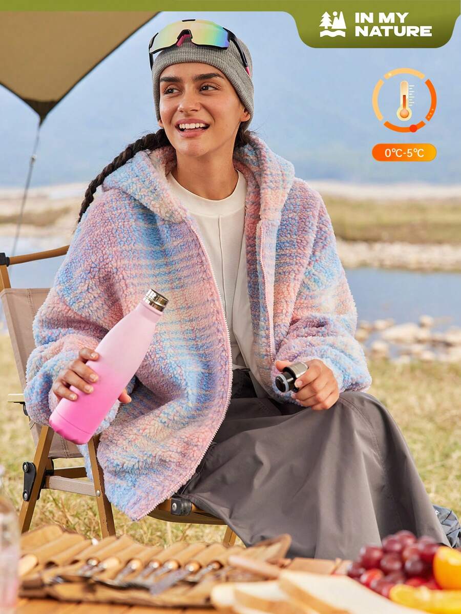 In My Nature 女士休闲前拉链长袖连帽户外羊毛夹克