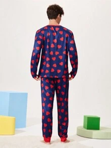 Notgurli 男士情人节家居服套装，圆领 - 藍色 - 查看 2