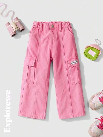 SHEIN 年轻女孩简约纯色休闲日常穿着牛仔裤