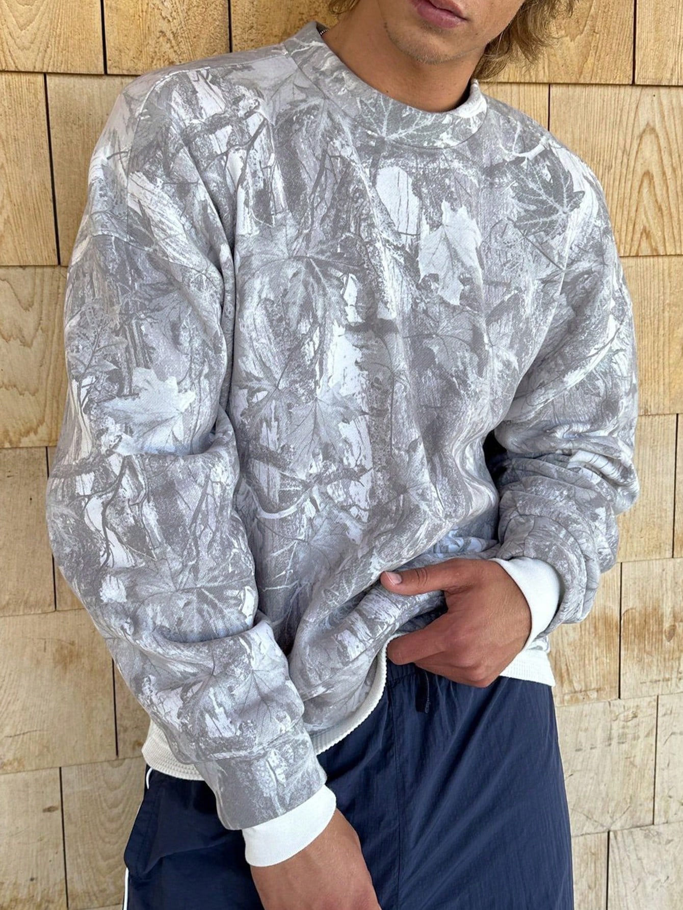 Men's Allover Allover Print Crew Neck Long Sleeve Casual Sweatshirt