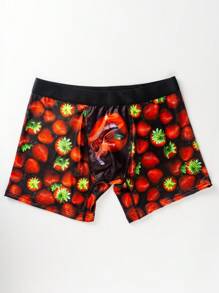 Men's Strawberry Print Casual Boxer Briefs - Multicolor - View 3