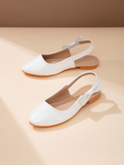 New Summer Fashion Pointed Toe Flats For Teenage Girls, Student's Outdoor Casual Leather Shoes, Large Size Flat Shoes For Campus, White Wedding Shoes