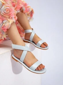 New Summer Girls Fashion Versatile Runway Flat Sandals - Baby Blue - View 5