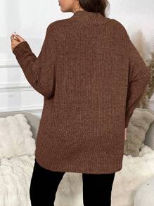 SHEIN Frenchy Plus Size V-Neck Long Sleeve Casual Elegant Overlap T-Shirt