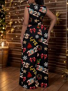 Slaydiva Casual Simple New 2025 Pattern Loose Fit Plus Size Jumpsuit, Suitable For Autumn/Winter - Black - View 5