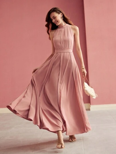 MOTF PREMIUM 垂坠修腰挂脖连衣裙