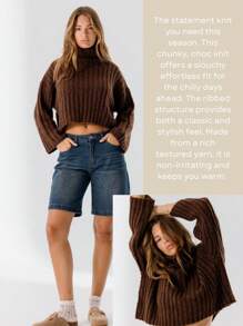 Aralina 休闲宽松舒适罗纹针织宽松高领毛衣