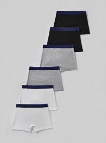 SHEIN 6pcs/Pack Boys Simple Comfortable Letter Pattern Elastic Soft & Breathable Modal Briefs - Multicolor - View 2