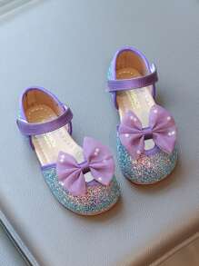 Girls' Sequins Princess Shoes, Kids Toddler Bowknot Soft Bottom Sandals