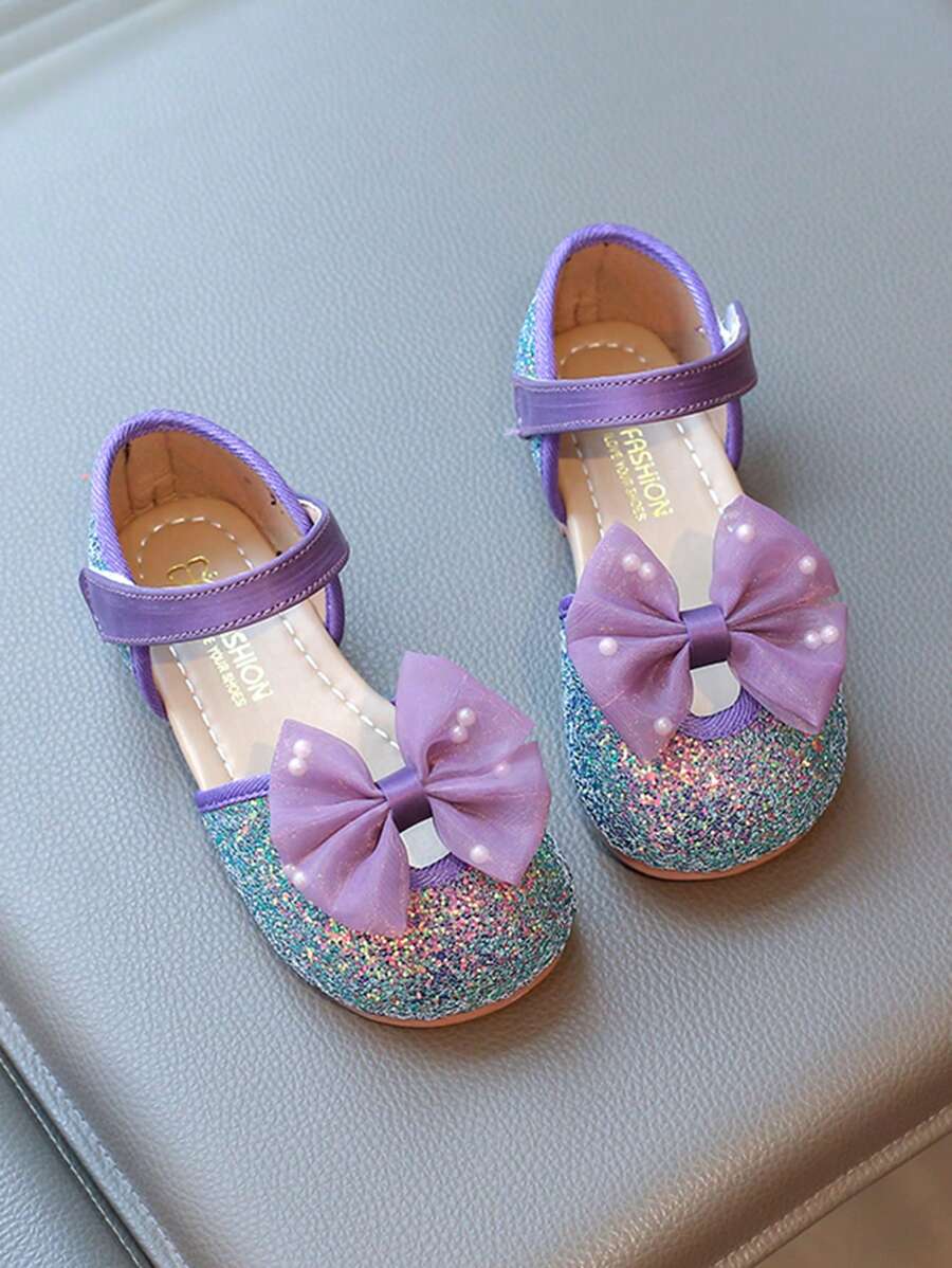 Girls' Sequins Princess Shoes, Kids Toddler Bowknot Soft Bottom Sandals