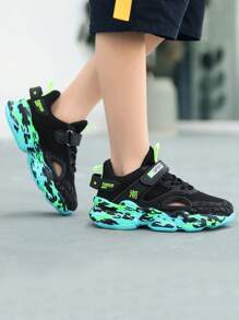 1 双儿童时尚透气舒适运动鞋，防滑耐磨 EVA 软底，方便钩环闭合跑鞋，轻便透气休闲户外鞋，适合宝宝 - 彩色 - 查看 3