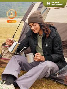 In My Nature 女士户外冬季连帽拉链夹克，简约时尚，日常休闲装 - 黑色 - 查看 1