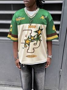 AXEPEAK 男士宽松数码印花短袖篮球运动衫款式 T 恤，夏季服装，校园服饰，街头服饰 - 彩色 - 查看 3