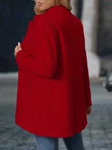 EMERY ROSE Women's Thick Casual Stand Collar Mid-Length Long Sleeve Coat, For Autumn & Winter Fall Cloth For Women - Red - View 2