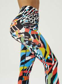 SHEIN Sport Gameset Leggings senza cuciture in vita alta con stampa colorata di moda