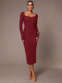 Silquee Elegantes Damen-Partykleid für Herbst und Winter, geeignet für den täglichen Weg zur Arbeit und Ausgehen auf der Straße, dehnbares gestricktes, bequemes und sexy schwarzes Kleid mit rückenfreier Twist-Optik, passend für Thanksgiving, Weihnachten, Silvester