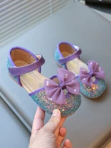 Girls' Sequins Princess Shoes, Kids Toddler Bowknot Soft Bottom Sandals