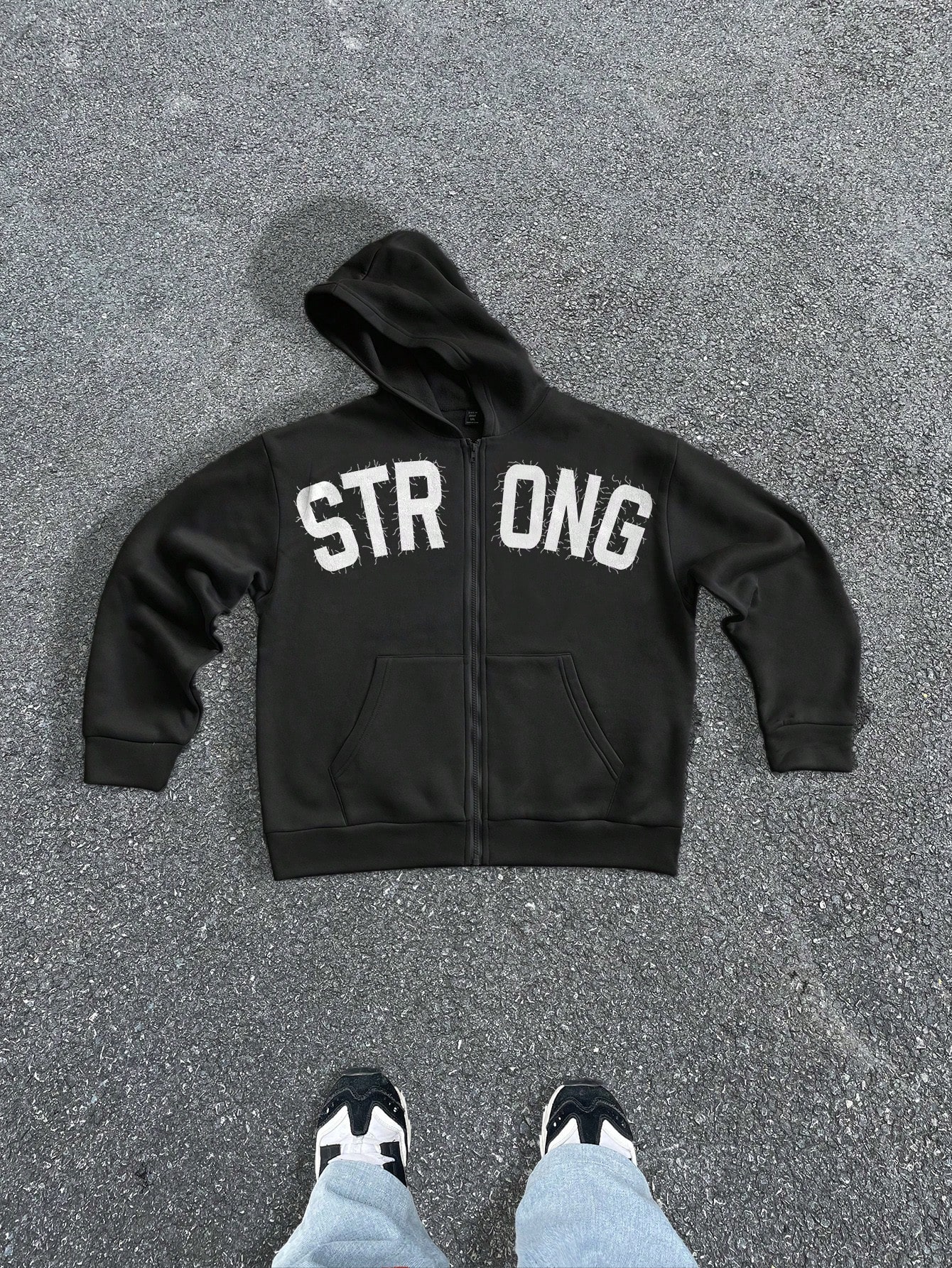 Manfinity Dauomo Men's Casual Letter Print Long Sleeve Zip Front Hoodie Sweatshirt, Autumn/Winter