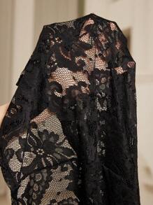 Aveloria Rosie Robe en dentelle transparente à manches évasées, col rond, taille élastique, élégante et sexy. Gracieuse pour les dames au printemps/été, Saint-Valentin