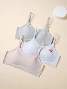 3 件套少女简约纯色图案印花休闲日常内衣 - 彩色 - 查看 1