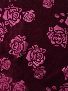 SHEIN Clasi New Year's Outfits Elastic Velvet Rose Embossed Zip-Up Elegant Plus Size 2 Pieces Set