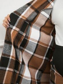 SHEIN 2pcs/Set Maternity Front Button Placket Plaid Simple Sleeveless Top And Skirt - Multicolor - View 3