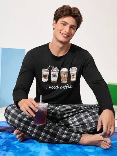 NotGurli Men's Round Neck Long Sleeve Printed Casual Lounge Wear Top Cozy And Elegant Details, For Fall