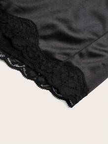 SHEIN LUNE Kanten camisole shorts, dun en geschikt voor de zomer, kan als bovenkleding worden gedragen, niet-krullende zoom