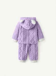 Cozy Pixies 2 件装女婴羊毛连帽开衫和休闲裤冬季服装套装