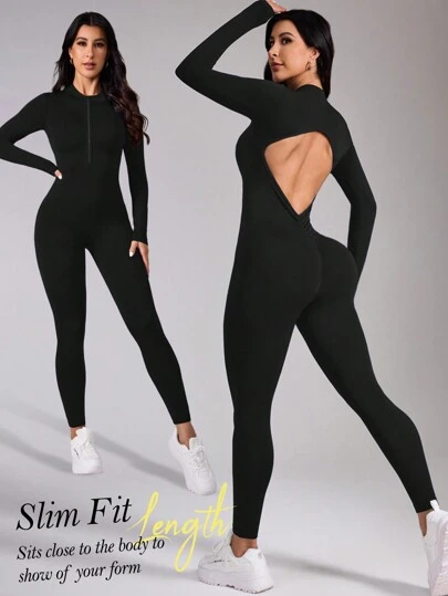 Easithlete 无缝高弹柔软露背 V 形背连体裤，适合瑜伽运动