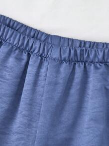 2 件套素描设计饰边装饰长袖上衣和裤子舒适休闲家居服套装，适合青少年男孩 - 藍色 - 查看 2