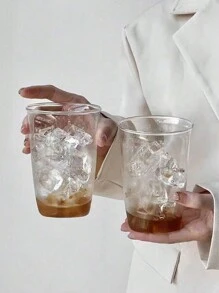 1 chiếc cốc thủy tinh borosilicate sáng tạo, cốc đựng cà phê hoặc sữa trong suốt đơn giản, bình nước, hộp đựng đồ ăn trưa, trang trí - trong suốt - Xem 7