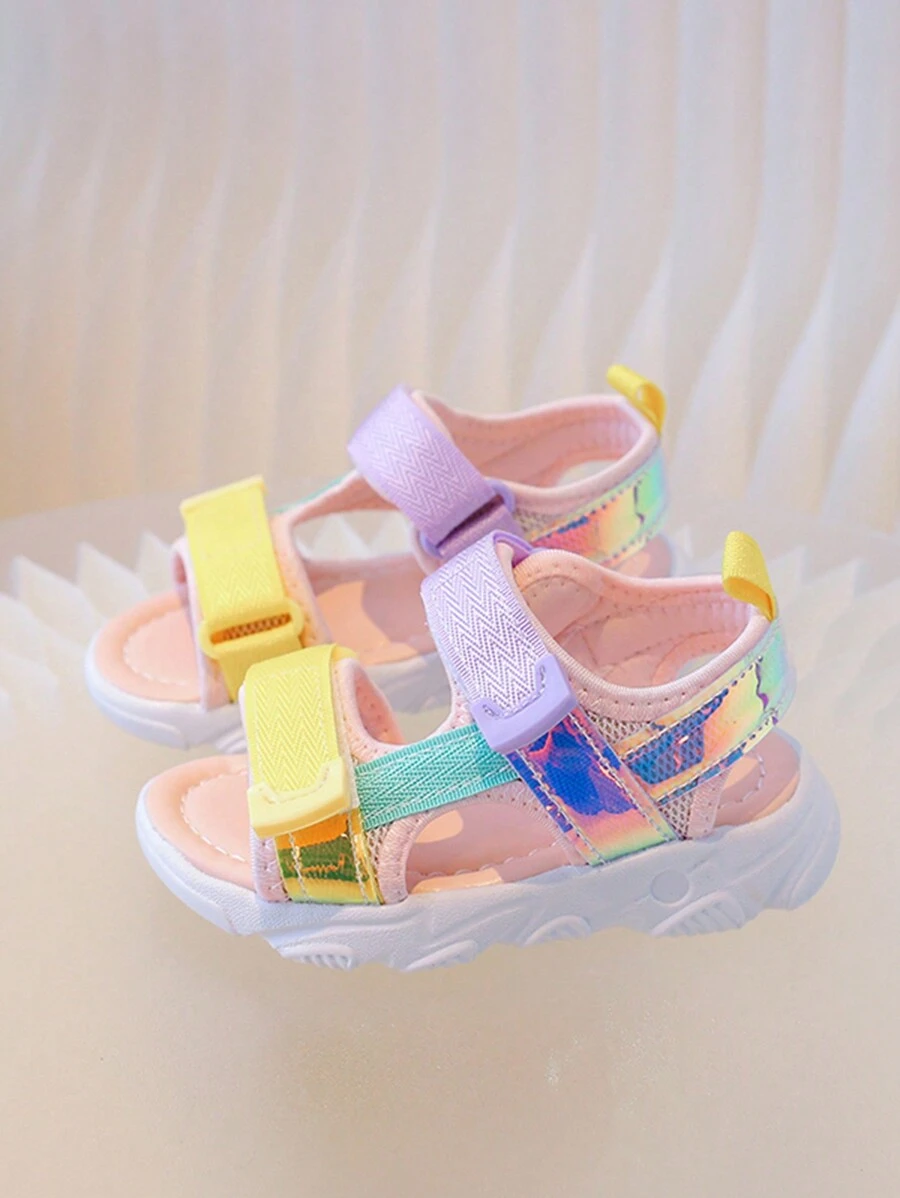Colorful Soft Bottom Hook And Loop Beach Sandals For Toddler Boys And Girls