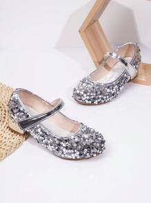 全新夏季时尚休闲银色闪光水钻透气低跟儿童女童鞋