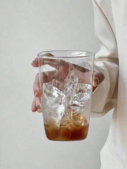 1 件创意高硼硅玻璃杯，简约透明咖啡或牛奶杯，水瓶，午餐盒，装饰