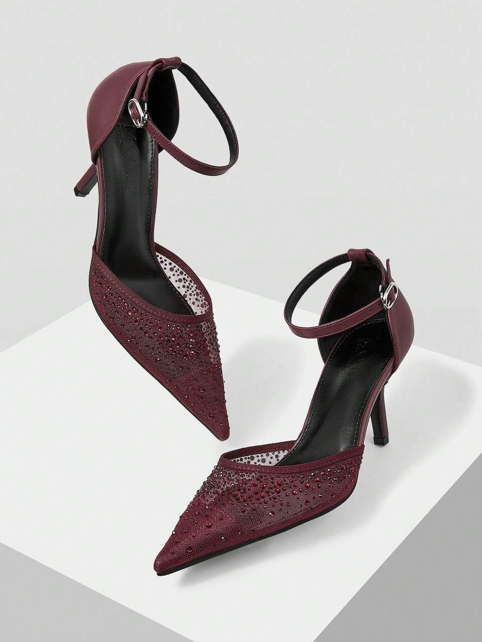 RHINESTONE POINT TOE ANKLE STRAP PUMPS, FOR VALENTINE'S DAY, SPRING SHOES SPRING BREAK EASTER PROM HEELS FOR CHRISTMAS SPRING SHOES