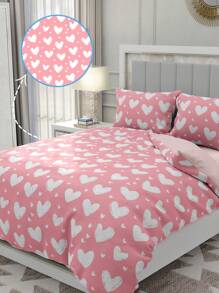 Juego de ropa de cama de 2/3 piezas, juego de ropa de cama estampado, decoración acogedora de la habitación, suave y transpirable, cómodo anti-bolas, amigable con la piel, funda nórdica y funda de almohada de moda, se ajusta a camas individuales/dobles/queen/king, apto para todas las estaciones, textil para el hogar, juego de ropa de cama como regalo, lavable a máquina - Rosa - Ver 2