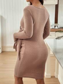 SHEIN Robe de grossesse moulante avec enroulement latéral et nœud