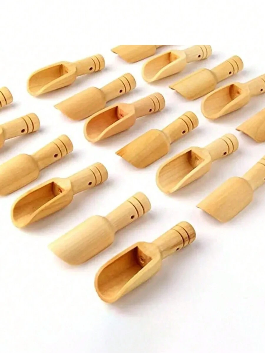20 件装罐用迷你木勺、竹盐勺、茶匙、洗衣粉勺、奶粉勺、糖果勺、多用途木勺、耐用便携勺、蜂蜜勺、咖啡豆勺、厨房用具、厨房配件、烘焙工具