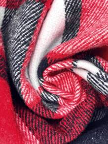 Calvaya Plus Plaid Print Flap Detail Sleeveless Coat For New Year Clothes, For Winter Fall Autumn - Red - View 7