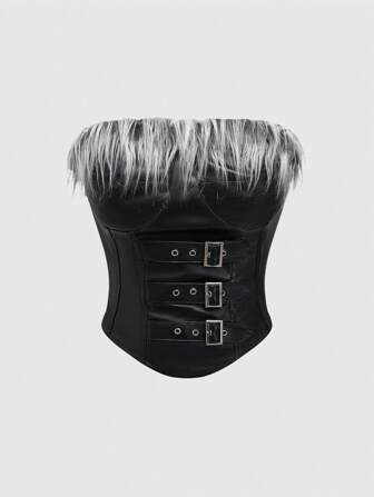 Grunge Punk Top court évasé aux œillets style rock punk métal pour femmes