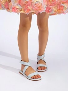 New Summer Girls Fashion Versatile Runway Flat Sandals - Baby Blue - View 4