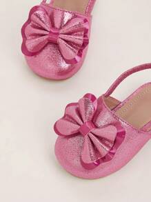 1 par de pantuflas cómodas y versátiles con lazo para niños pequeños - Rosa Fucsia - Ver 4