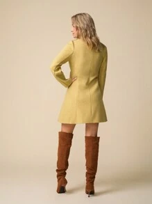LanaWest Abrigo informal de mujer de unicolor con cintura ceñida, para otoño e invierno