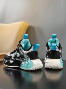 Adidași de modă pentru copii, design color block cu luminoși, potriviti pentru purtarea zilnică, cataramă rotativă reglabilă, ușor de purtat și de scos, anti-alunecare și absorbant șocuri, pantofi groși, pantofi colorați