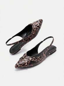 CUCCOO BIZCHIC Fashionable Leopard Print Pointed Toe Flat Shoes For Women - Multicolor - View 10