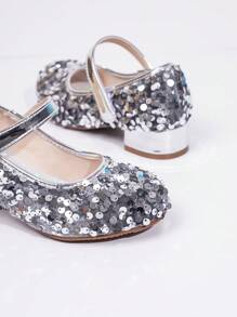 全新夏季时尚休闲银色闪光水钻透气低跟儿童女童鞋