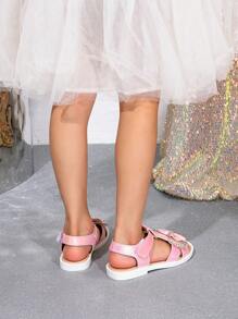 Girls Fashion Bow Decor Pink Sandals - Pink - View 2