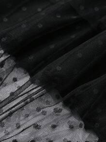FRIFUL Women's Layered Design Mesh Contrast Sweater Skirt - Black - View 3